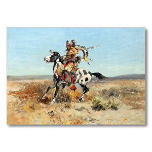 Savaşçı Kızılderili Yağlı Boya  Mdf Ahşap Tablo 25x35 cm