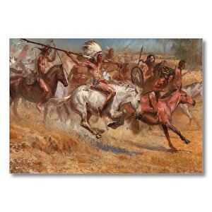 Savaştaki Kızılderililer  Mdf Ahşap Tablo 50x70 cm