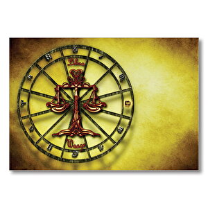 Burç Astroloji Sembol Terazi  Mdf Ahşap Tablo 25x35 cm