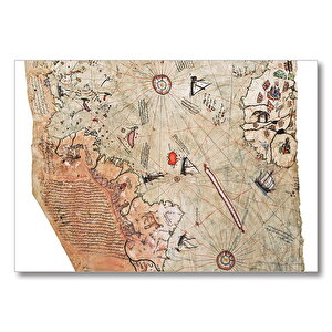 Piri Reis Haritası  Mdf Ahşap Tablo 50x70 cm