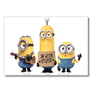 Şarkıcı Minionslar  Mdf Ahşap Tablo 50x70 cm