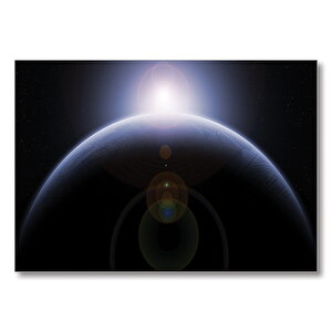 Uzayda Güneşin Doğuşu  Mdf Ahşap Tablo 35x50 cm