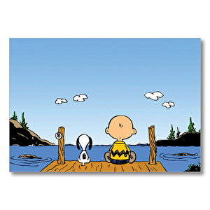 Snoopy Charlie Kahverengi  Mdf Ahşap Tablo