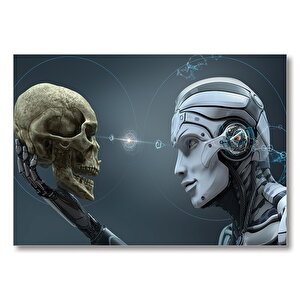 Kuru Kafa Ve Robot  Mdf Ahşap Tablo 35x50 cm