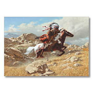Savaşçı Kızılderili  Mdf Ahşap Tablo 25x35 cm