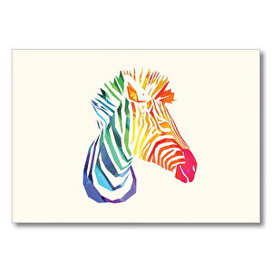 Renkli Boyalı Zebra Başı  Mdf Ahşap Tablo 50x70 cm