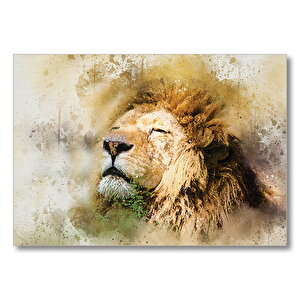 Suluboya Mağrur Aslan  Mdf Ahşap Tablo 25x35 cm