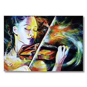 Keman Çalan Kadın  Mdf Ahşap Tablo 50x70 cm
