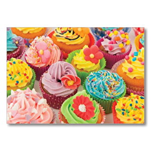 Renkli Kup Kek  Mdf Ahşap Tablo 25x35 cm
