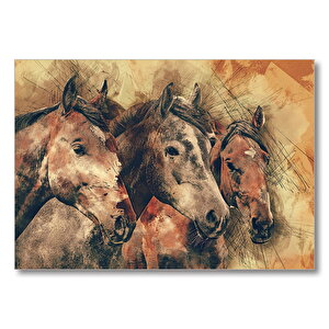 Suluboya 3 Kafadar  Mdf Ahşap Tablo 25x35 cm