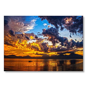 Gün Batımı Doğa Tekne  Mdf Ahşap Tablo 50x70 cm