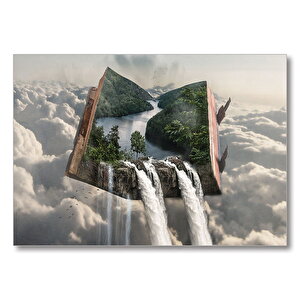 Fantastik Kitap İçinde Doğa  Mdf Ahşap Tablo 50x70 cm