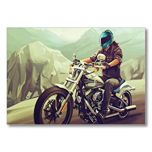 Yolda Motorcu  Mdf Ahşap Tablo 50x70 cm