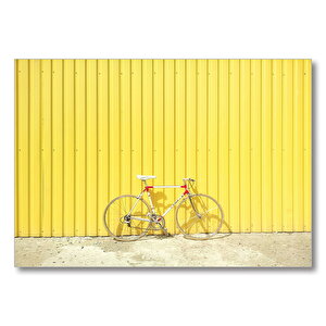 Sarı Zeminde Bisiklet  Mdf Ahşap Tablo 25x35 cm