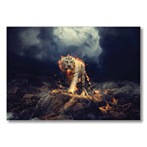 Folkan Dağındaki Kaplan  Mdf Ahşap Tablo 50x70 cm