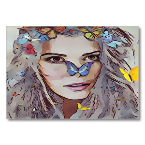 Peri Kelebekler Sarışın Güzellik  Mdf Ahşap Tablo 35x50 cm