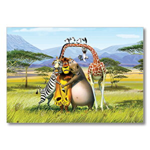 Madagascar Çizgi Film  Mdf Ahşap Tablo 25x35 cm