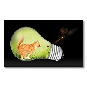 Kedi Yavrusu Uğur Böceği Fantastik  Mdf Ahşap Tablo 25x35 cm