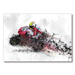 Motosiklet Yarışı  Mdf Ahşap Tablo 50x70 cm