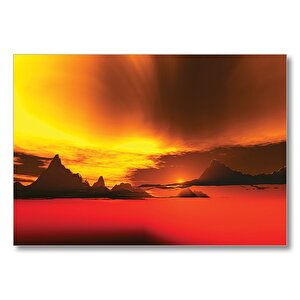 Kızıl Günbatımı  Mdf Ahşap Tablo 25x35 cm