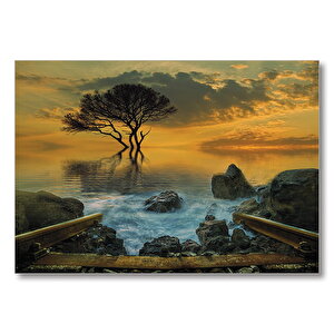 Rüya Gün Batımı Su  Mdf Ahşap Tablo 50x70 cm