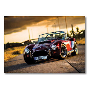 Klasik Bordo Otomobil  Mdf Ahşap Tablo 50x70 cm