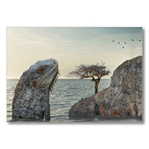 Iguana Kafası Deniz  Mdf Ahşap Tablo 25x35 cm