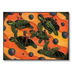 Kaplumbağa İnsan Figürü  Mdf Ahşap Tablo 35x50 cm