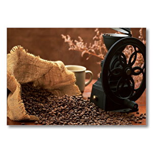 Kahve Kahve Çekme Makinesı  Mdf Ahşap Tablo 35x50 cm
