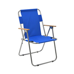 Exent 2' Li Ağaç Kollu Katlanır Piknik Kamp Plaj Bahçe Balıkçı Sandalyesi-Kırmızı-Mavi