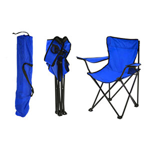2'li̇ Rejisör Kamp Sandalyesi Katlanır Çantalı Piknik, Plaj, Balıkçı Sandalyesi -Mavi