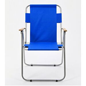 Exent 2' Li Ağaç Kollu Katlanır Piknik Kamp Plaj Bahçe Balıkçı Sandalyesi-Mavi