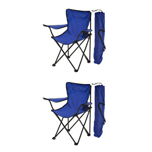 2'li̇ Rejisör Kamp Sandalyesi Katlanır Çantalı Piknik, Plaj, Balıkçı Sandalyesi -Lacivert