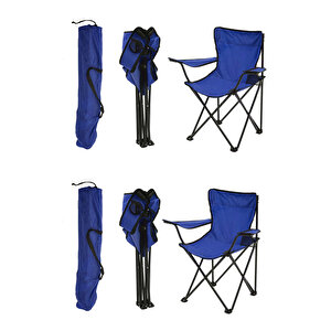 2'li̇ Rejisör Kamp Sandalyesi Katlanır Çantalı Piknik, Plaj, Balıkçı Sandalyesi -Lacivert