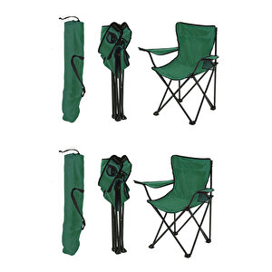 Exent 2'li̇ Rejisör Kamp Sandalyesi Katlanır Çantalı Piknik, Plaj, Balıkçı Sandalyesi -Yeşil