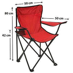 Exent Rejisör Kamp Sandalyesi Katlanır Çantalı Piknik, Plaj, Balıkçı Sandalyesi-Kırmızı