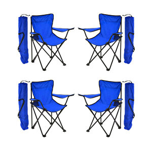 4'lü Rejisör Kamp Sandalyesi Katlanır, Taşıma Çantalı-Mavi