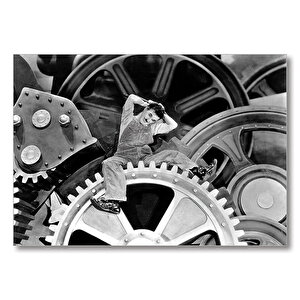 Charlie Chaplin Modern Zaman  Mdf Ahşap Tablo 25x35 cm