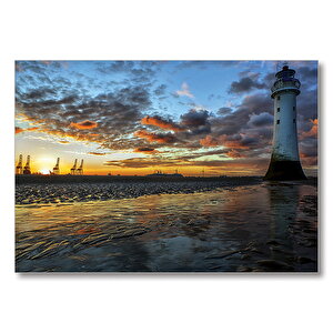 Deniz Feneri Liman  Mdf Ahşap Tablo 35x50 cm