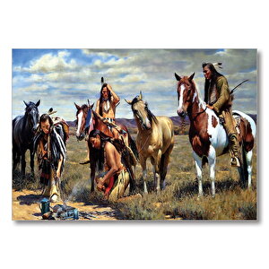 İz Peşindeki Kızılderiler  Mdf Ahşap Tablo 50x70 cm