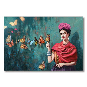 Frida Kahlo Kelebekli  Mdf Ahşap Tablo 50x70 cm