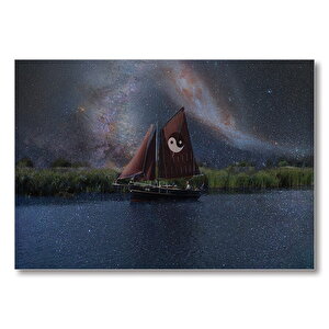 Denge İşaretli Yelkenli Gemi  Mdf Ahşap Tablo 50x70 cm