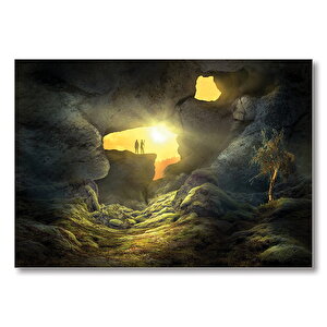 Mağara Işık İnsan Figürü  Mdf Ahşap Tablo 25x35 cm