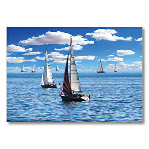 Bulutlar Ve Yelkenliler  Mdf Ahşap Tablo 25x35 cm