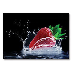 Çilek Su Sıçratma  Mdf Ahşap Tablo 25x35 cm