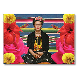 Frida Kahlo Çiçekli  Mdf Ahşap Tablo 35x50 cm