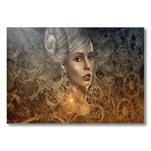 Gotik Karanlık Steampunk Portre Kadın Genç  Mdf Ahşap Tablo 25x35 cm