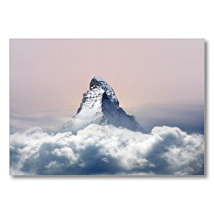 Bulutların Üstündeki Dağ Zirvesi  Mdf Ahşap Tablo 50x70 cm