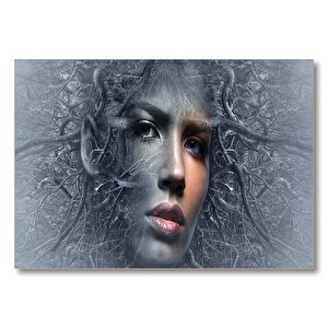 Fantazi Ağaç Yüzlü Kadın  Mdf Ahşap Tablo 50x70 cm