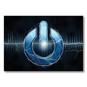 Enerji Elektrik Düğme On Off  Mdf Ahşap Tablo 50x70 cm